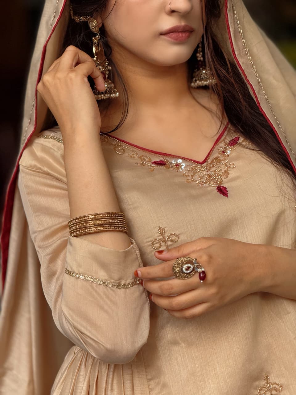 Anarkali kurti pant dupatta set view 6