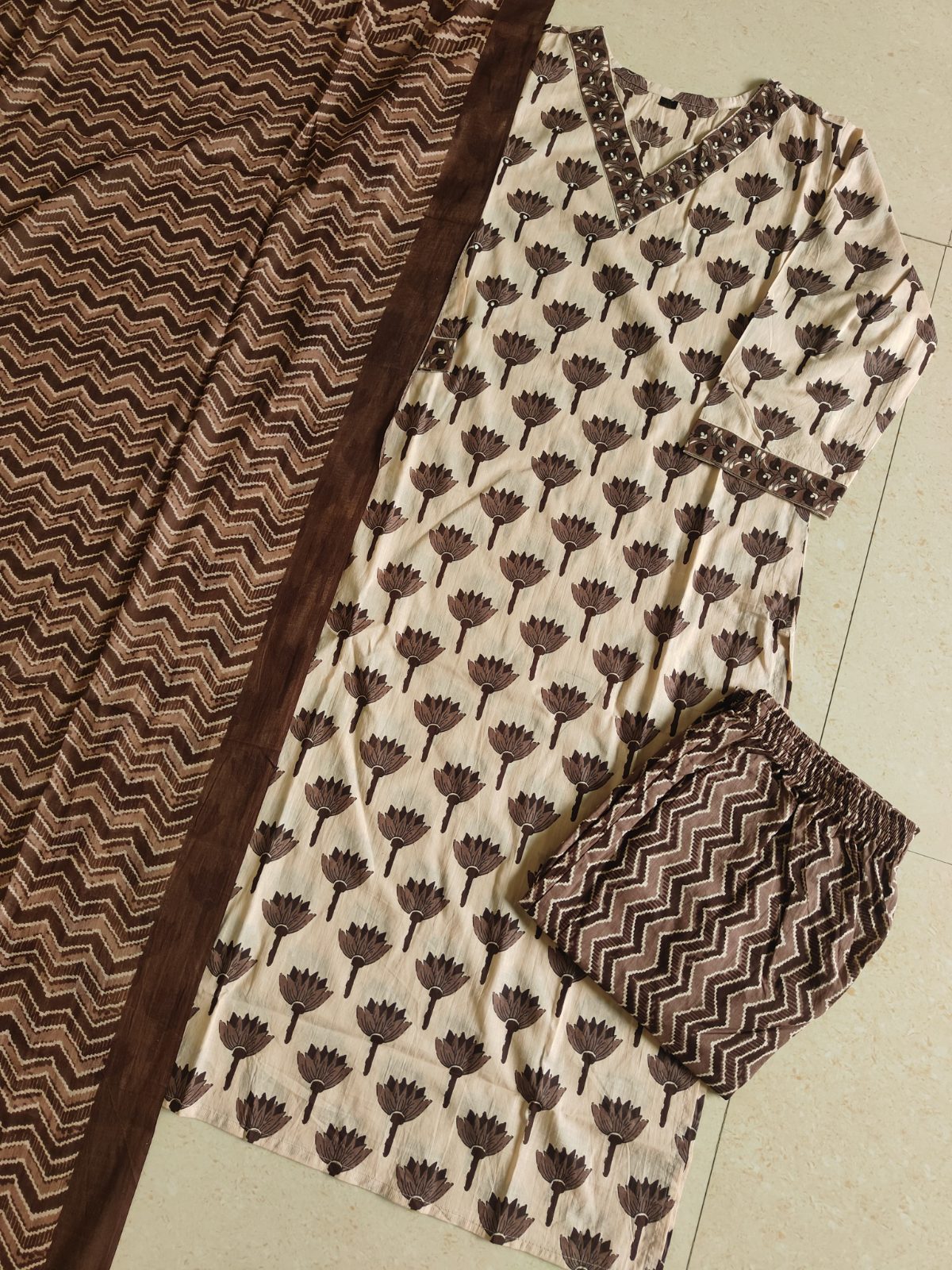 Cotton kurti pant dupatta set