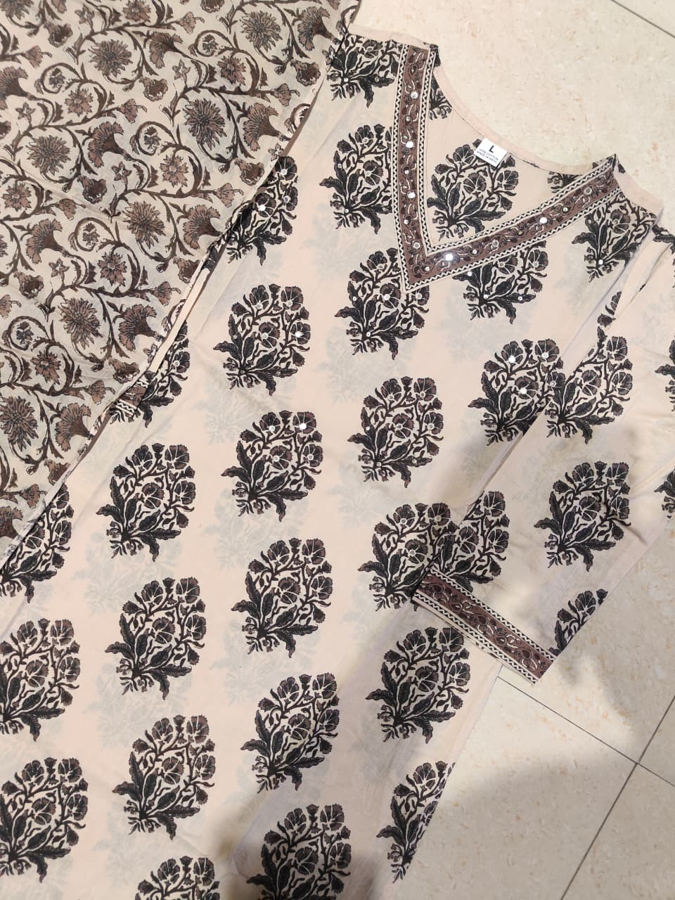 Cotton kurti pant dupatta set view 2